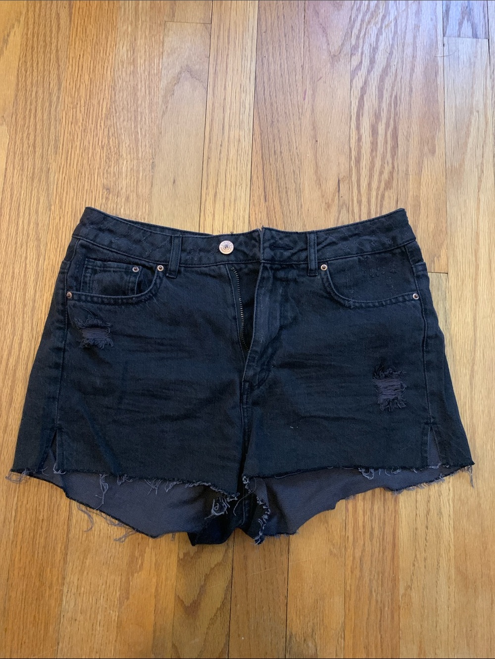 Divided Black Charcoal Distressed Denim Shorts Women’s Size 6